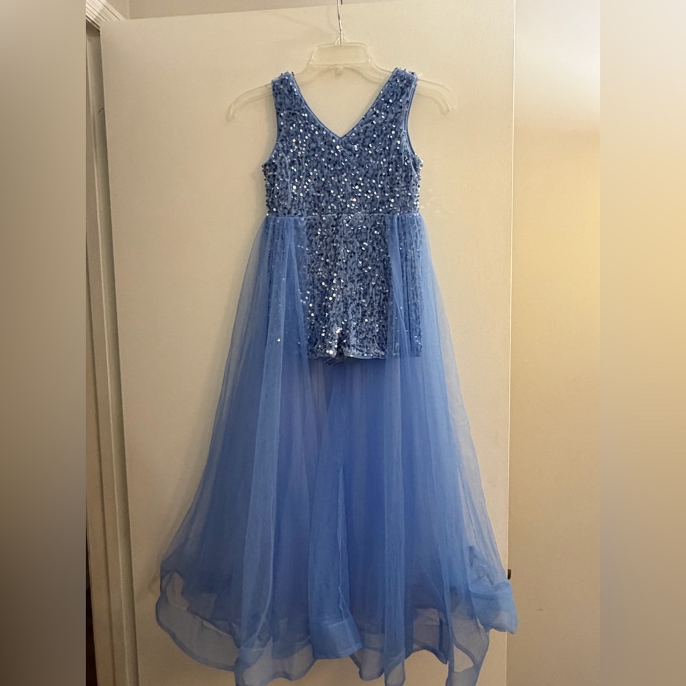 Blue Sequin Tulle Formal Dress for Girls